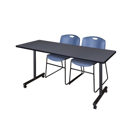 Kobe Rectangle Mobile table, 72" W, 29" H, Laminate Top, Gray MKTRCC7224GY44BE
